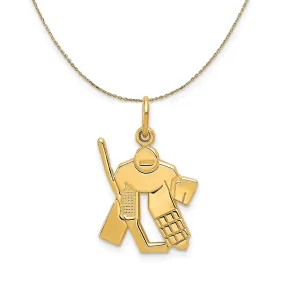 14k Yellow Gold Satin Hockey Goalie Necklace