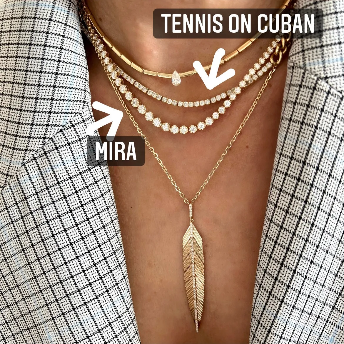 14KT Gold Diamond Mira Tennis Necklace, Best Seller!