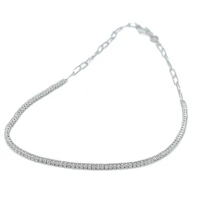 18 kt Gold Chain Link Diamond Tennis Necklace