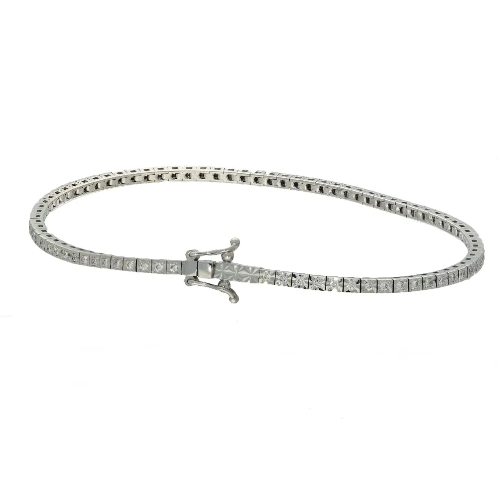 18ct White Gold Diamond Tennis Bracelet - 0.60ct