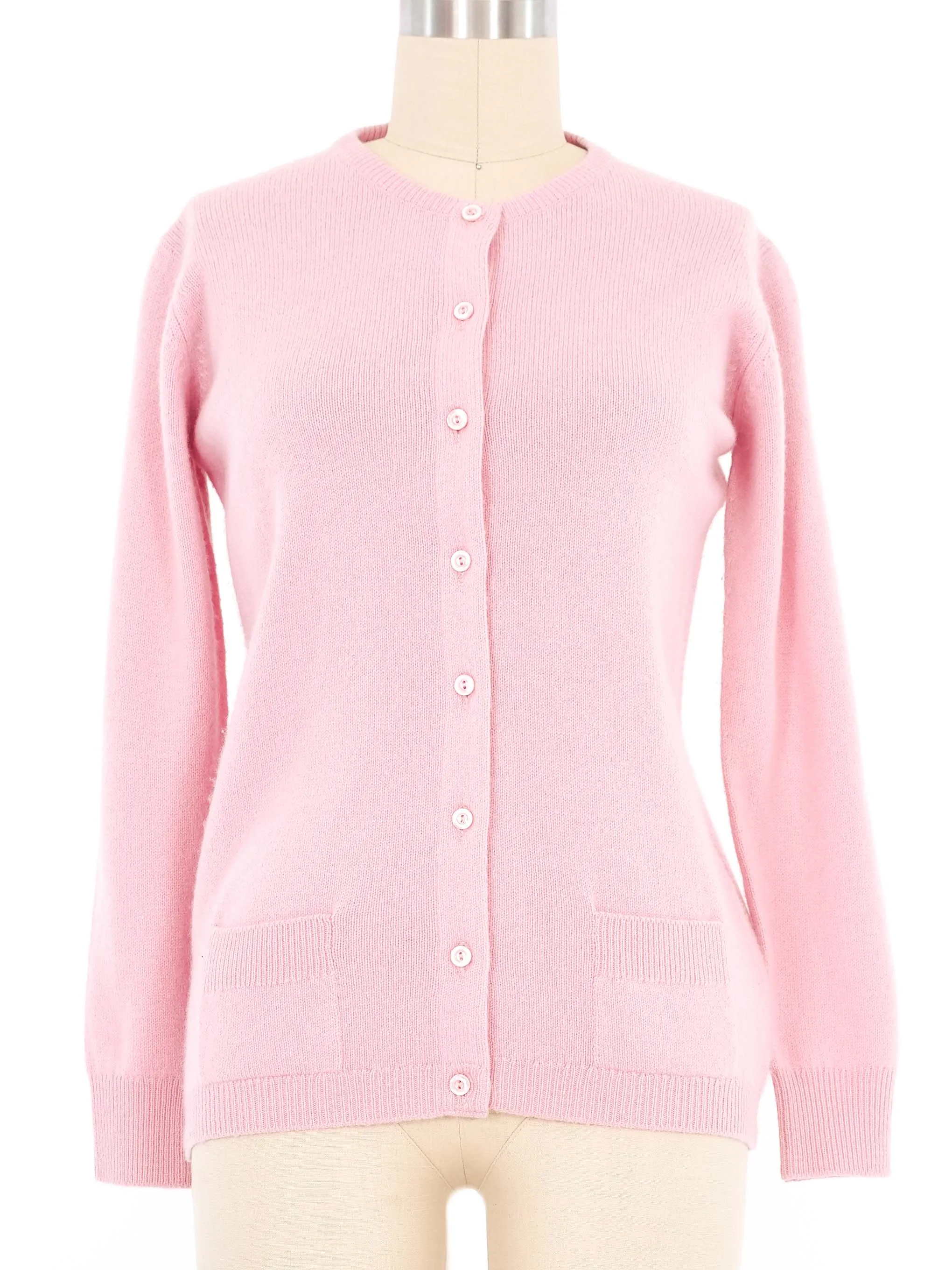 1970s Halston Pink Cashmere Cardigan