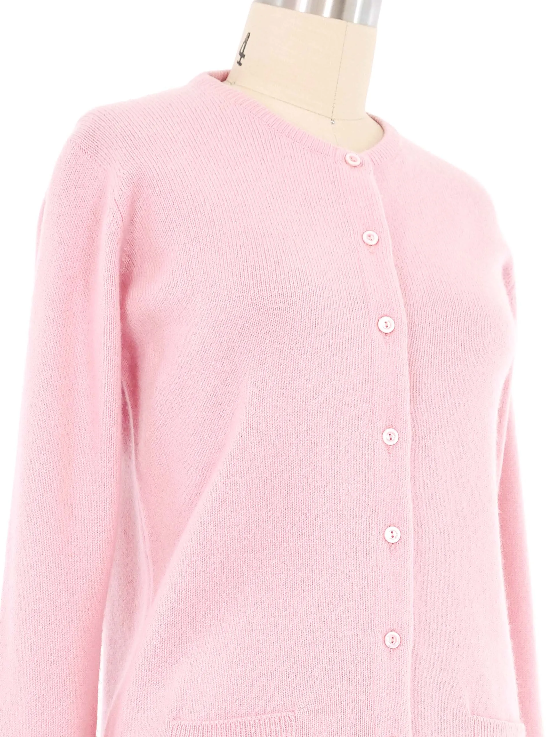 1970s Halston Pink Cashmere Cardigan