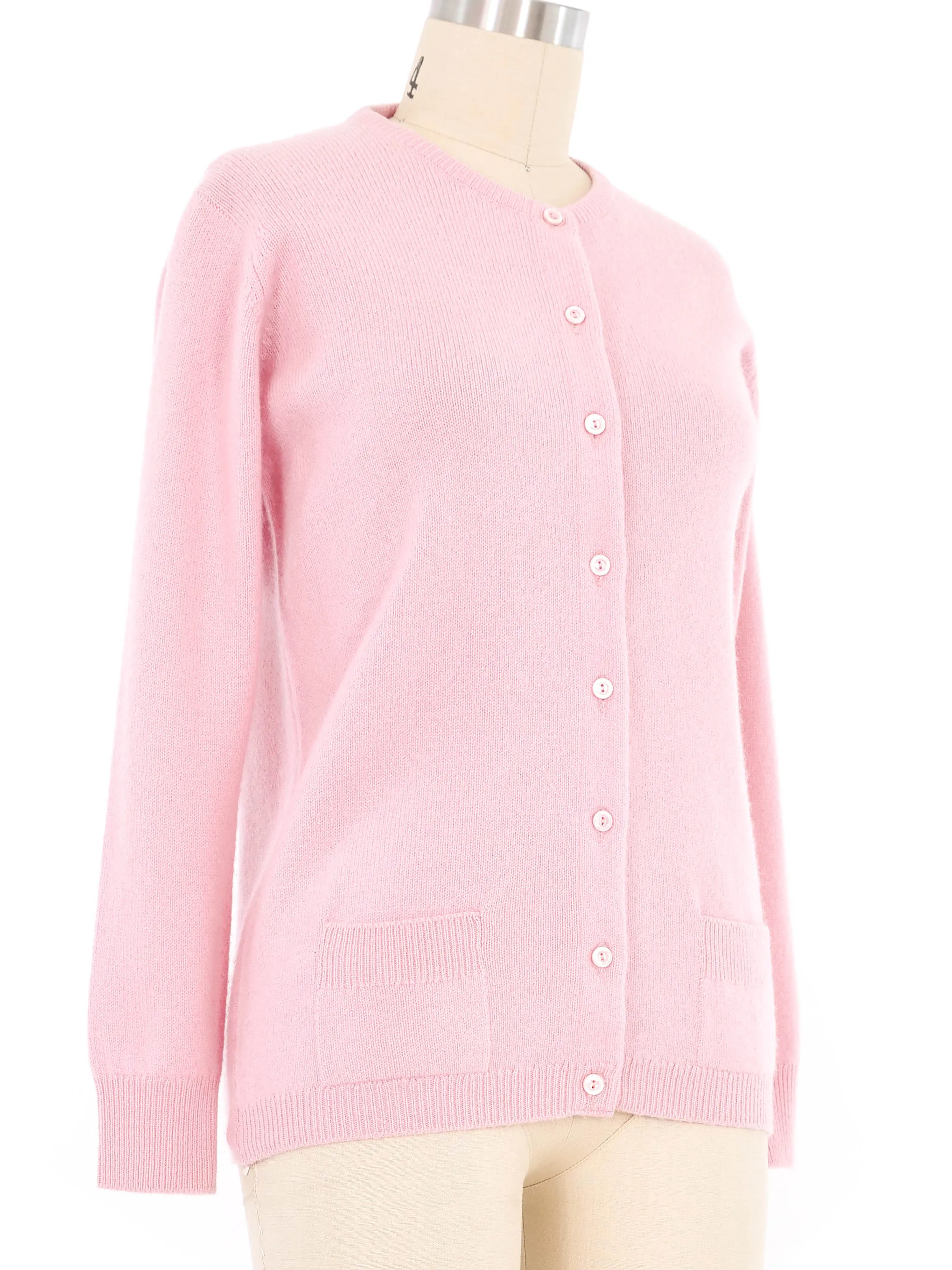 1970s Halston Pink Cashmere Cardigan