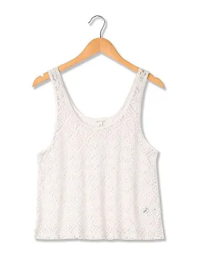 Aeropostale V-Neck Schiffli Tank Top