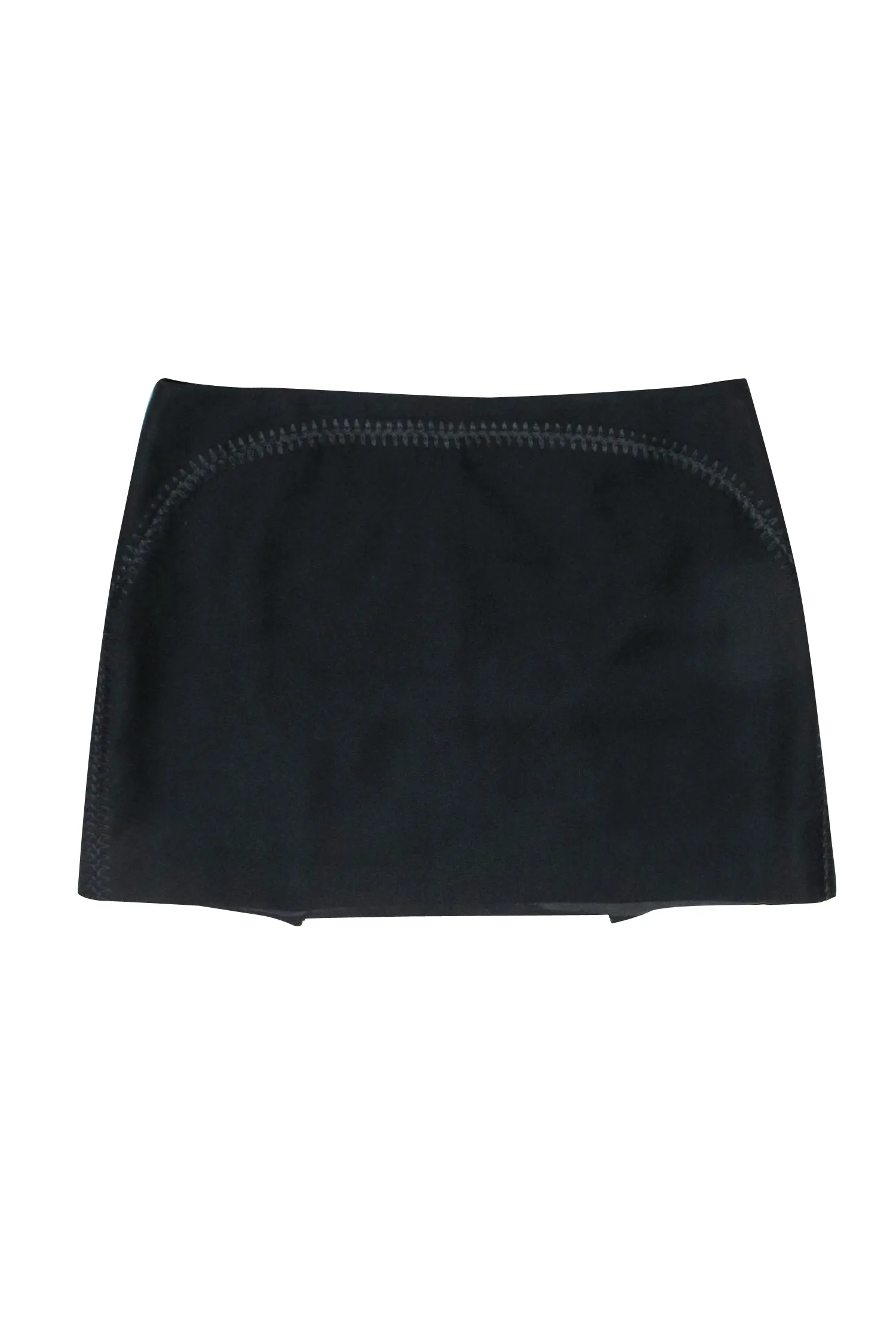 Alexander McQueen - Black 90s Style Wool Mini Skirt w/ Baseball Stitching Sz 10