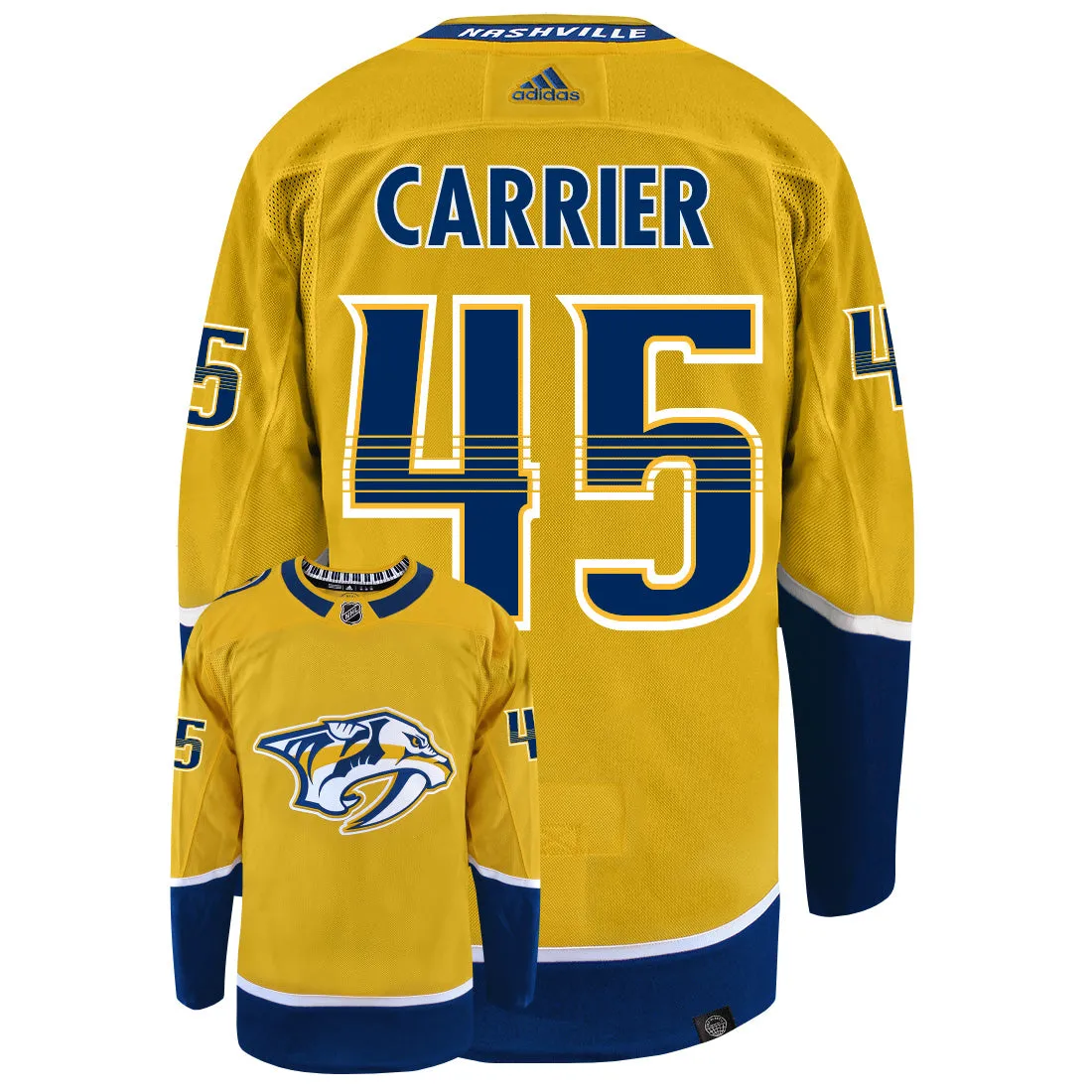 Alexandre Carrier Nashville Predators Adidas Primegreen Authentic NHL Hockey Jersey     