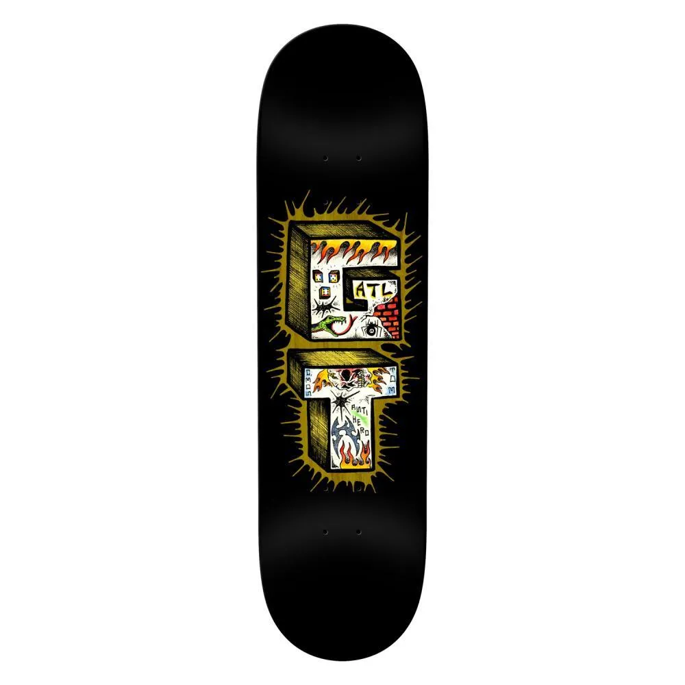 Antihero Skateboard Deck Grant Stacked Black 8.38