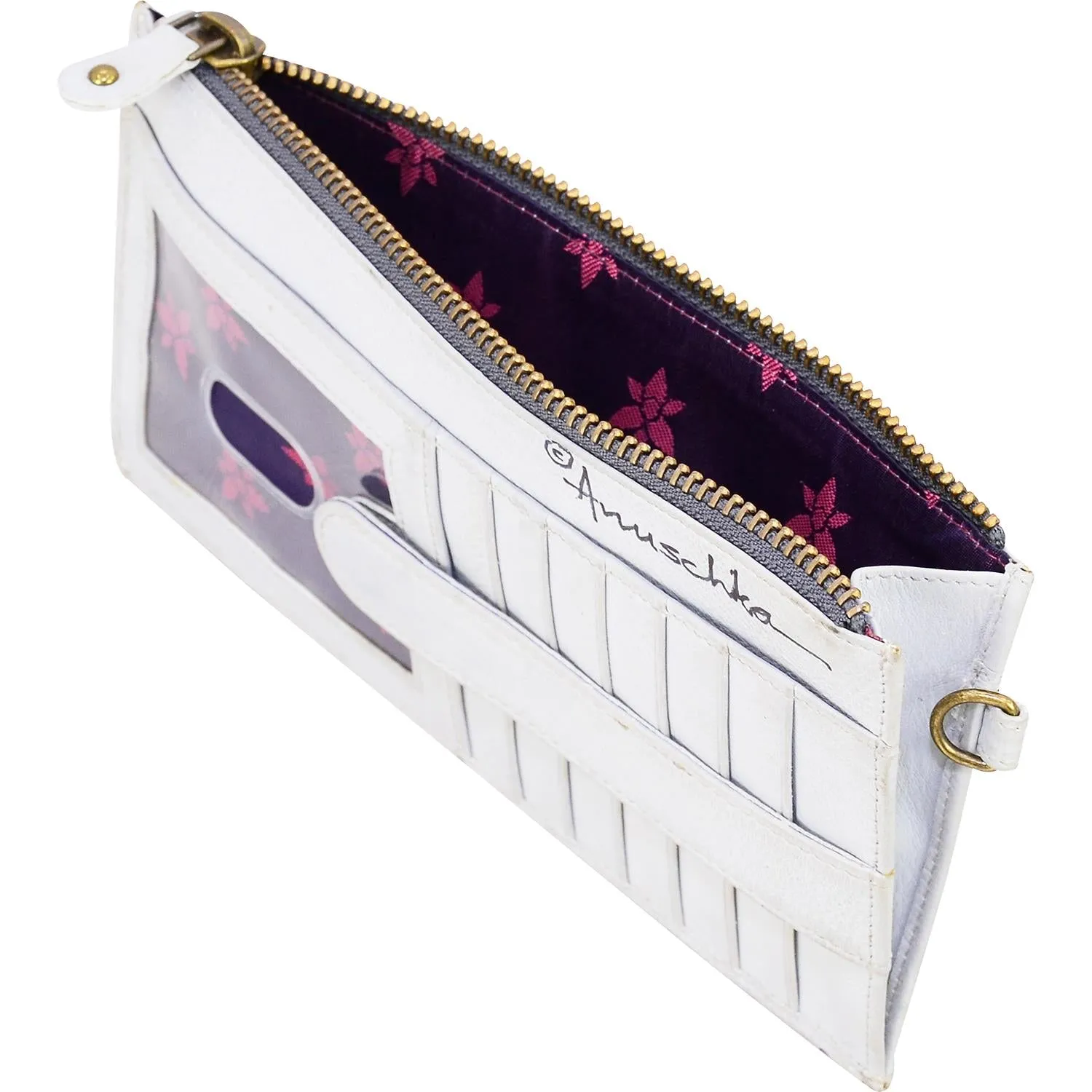 Anuschka Clutch Wristlet Organizer Bel Fiori Leather