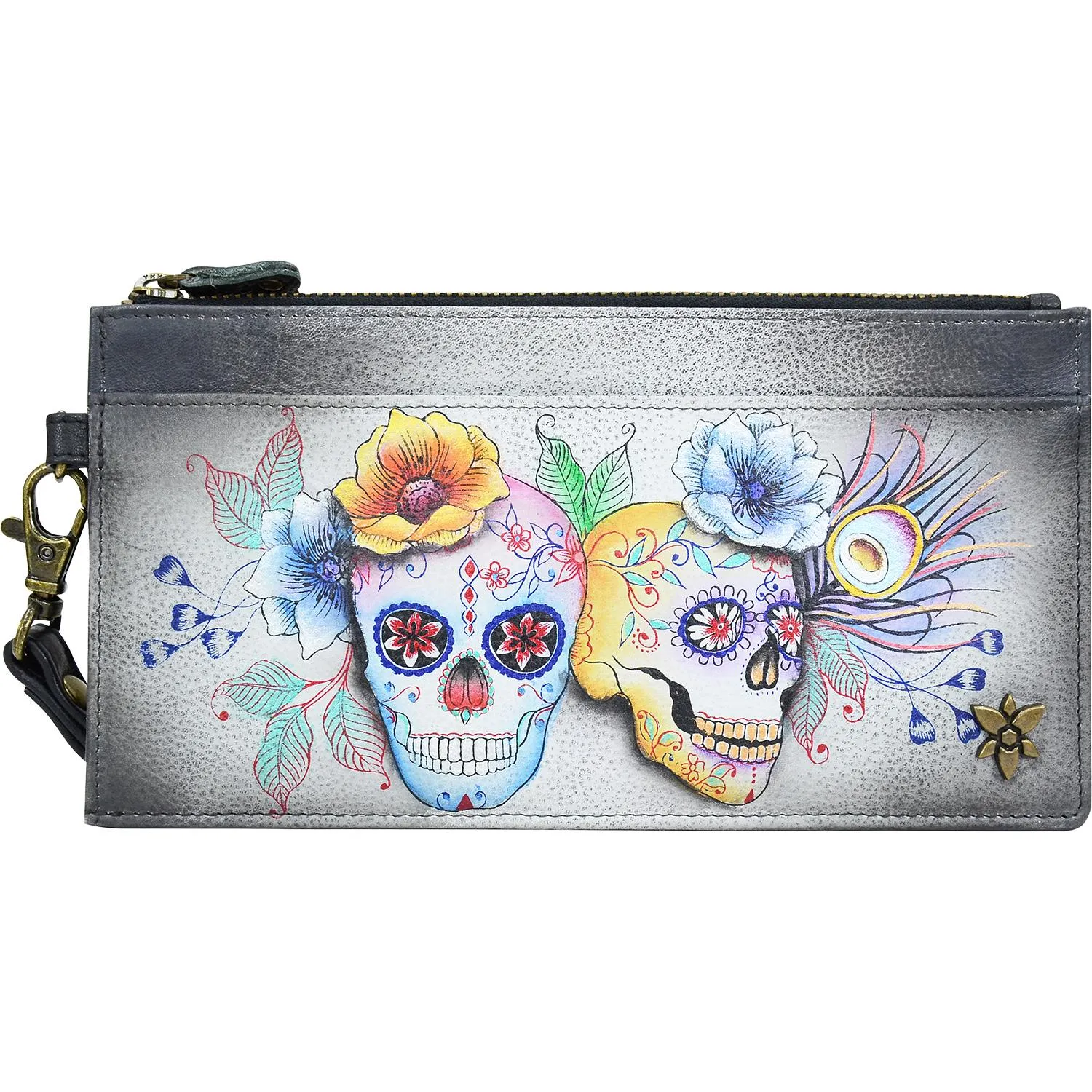 Anuschka Clutch Wristlet Organizer Calaveras De Azucar Leather