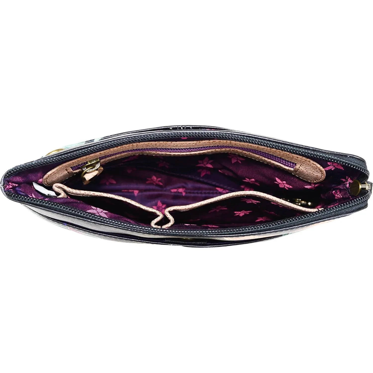 Anuschka Medium Crossbody Clutch Island Escape Black Leather