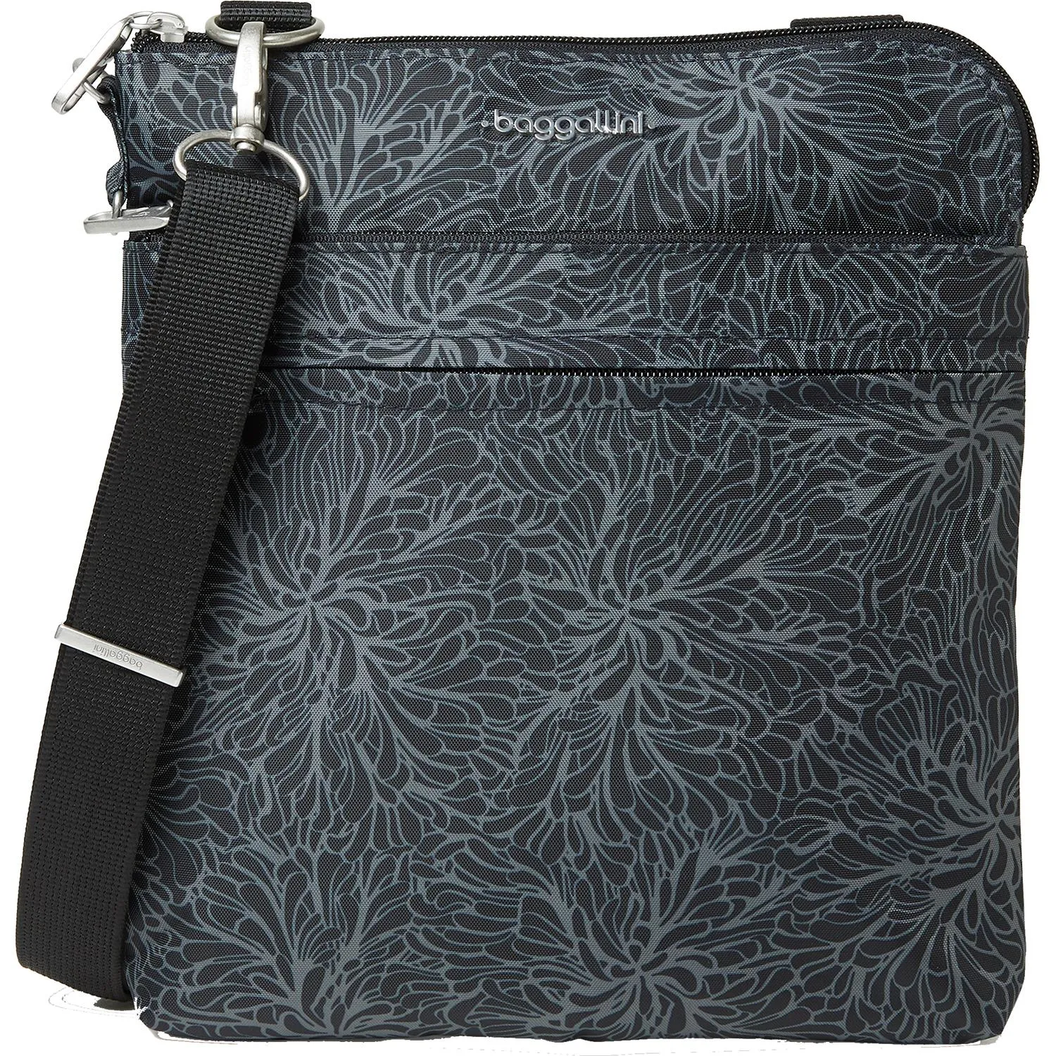 Baggallini Anti-Theft Harbor Crossbody Bag Midnight Blossom Nylon