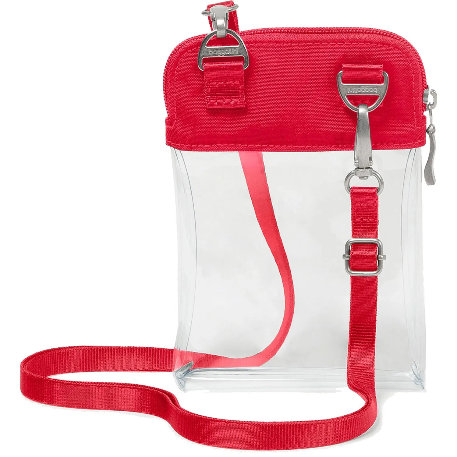 Baggallini Clear Bryant Crossbody Bag Red Nylon