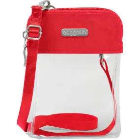 Baggallini Clear Bryant Crossbody Bag Red Nylon