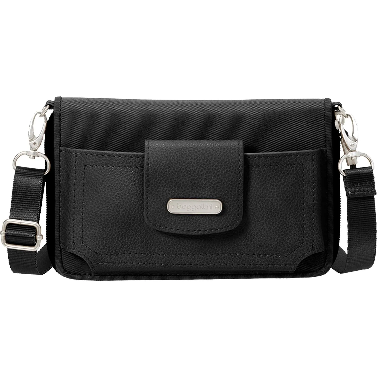 Baggallini RFID Phone Wallet Crossbody Bag Black Nylon