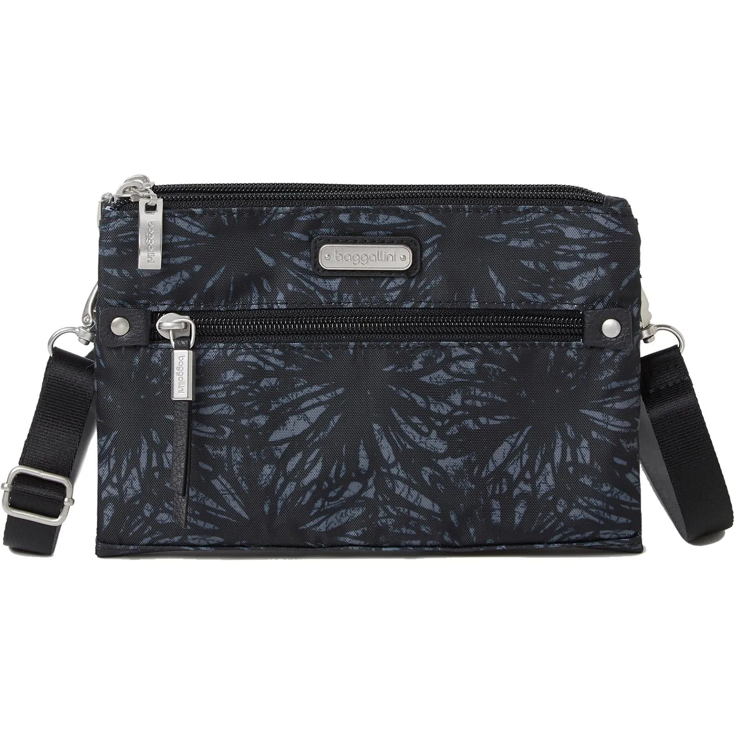 Baggallini Subway Small Crossbody Bag Onyx Floral Nylon