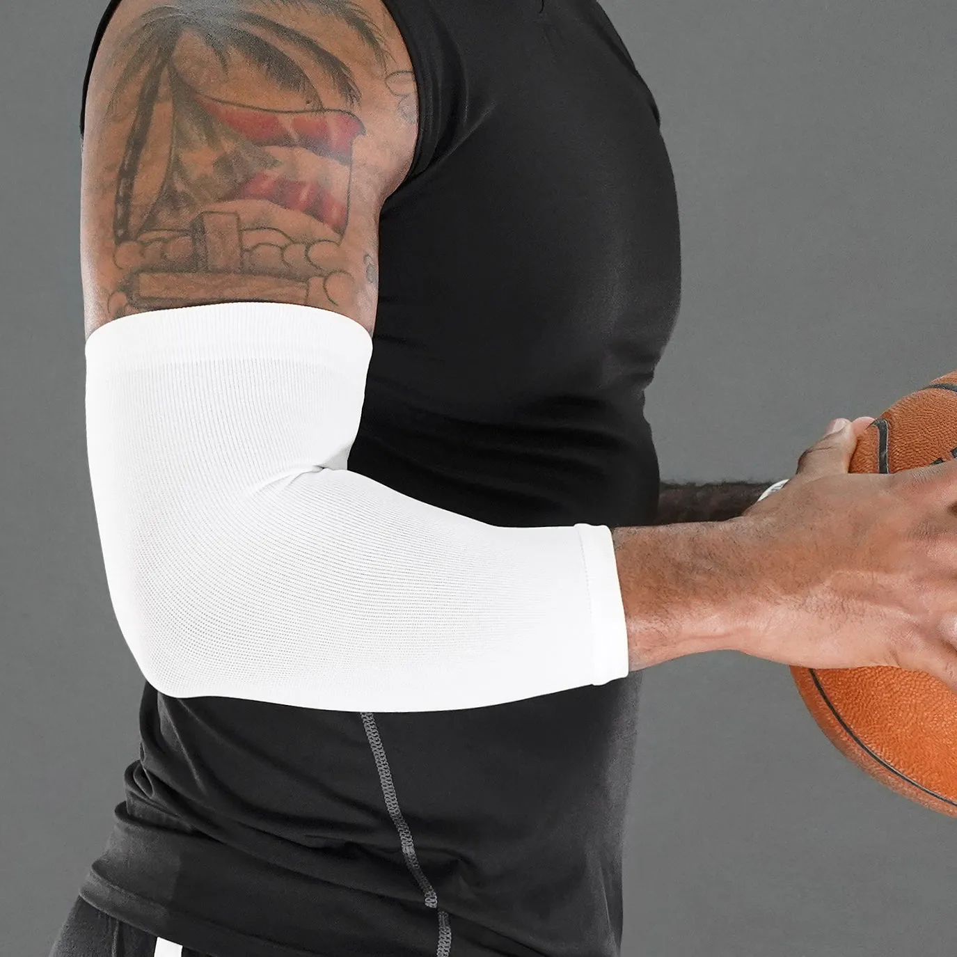 Basic White One Size Fits All Basketball Arm Sleeve