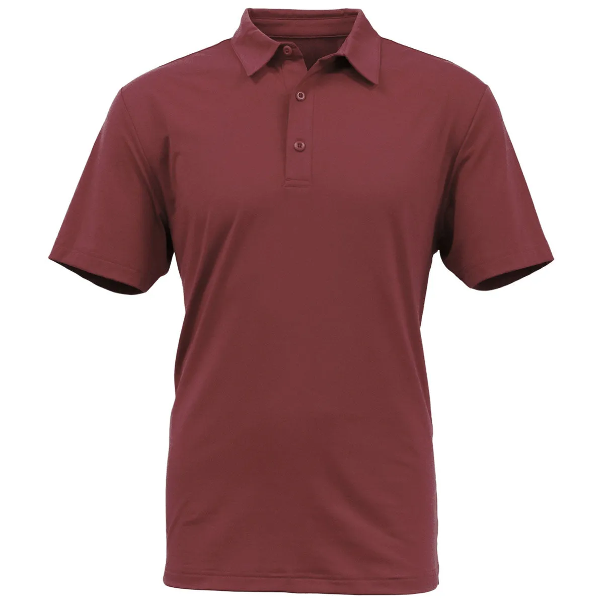 BAW Men's Maroon Solid Spandex Polo