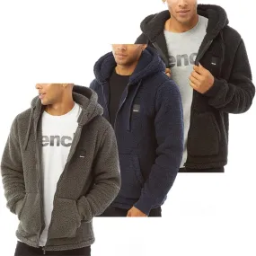 Bench Mens Tommy Borg Full Zip Teddy Bear Fleece Hoodie