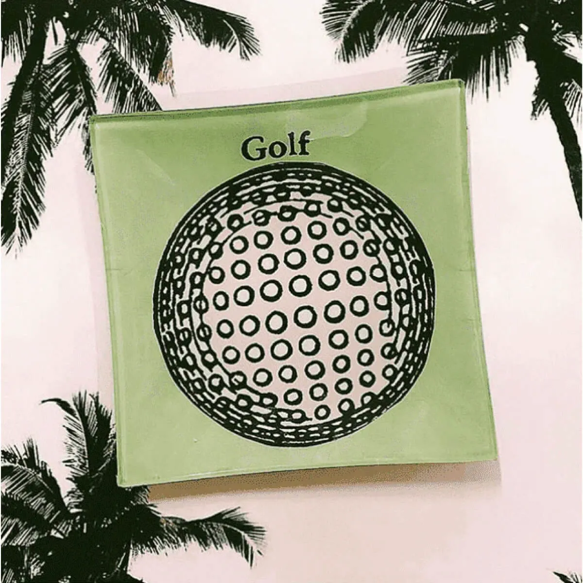 ----------Ben's Garden Hole In One Golf Ball Decoupage Glass Tray---------