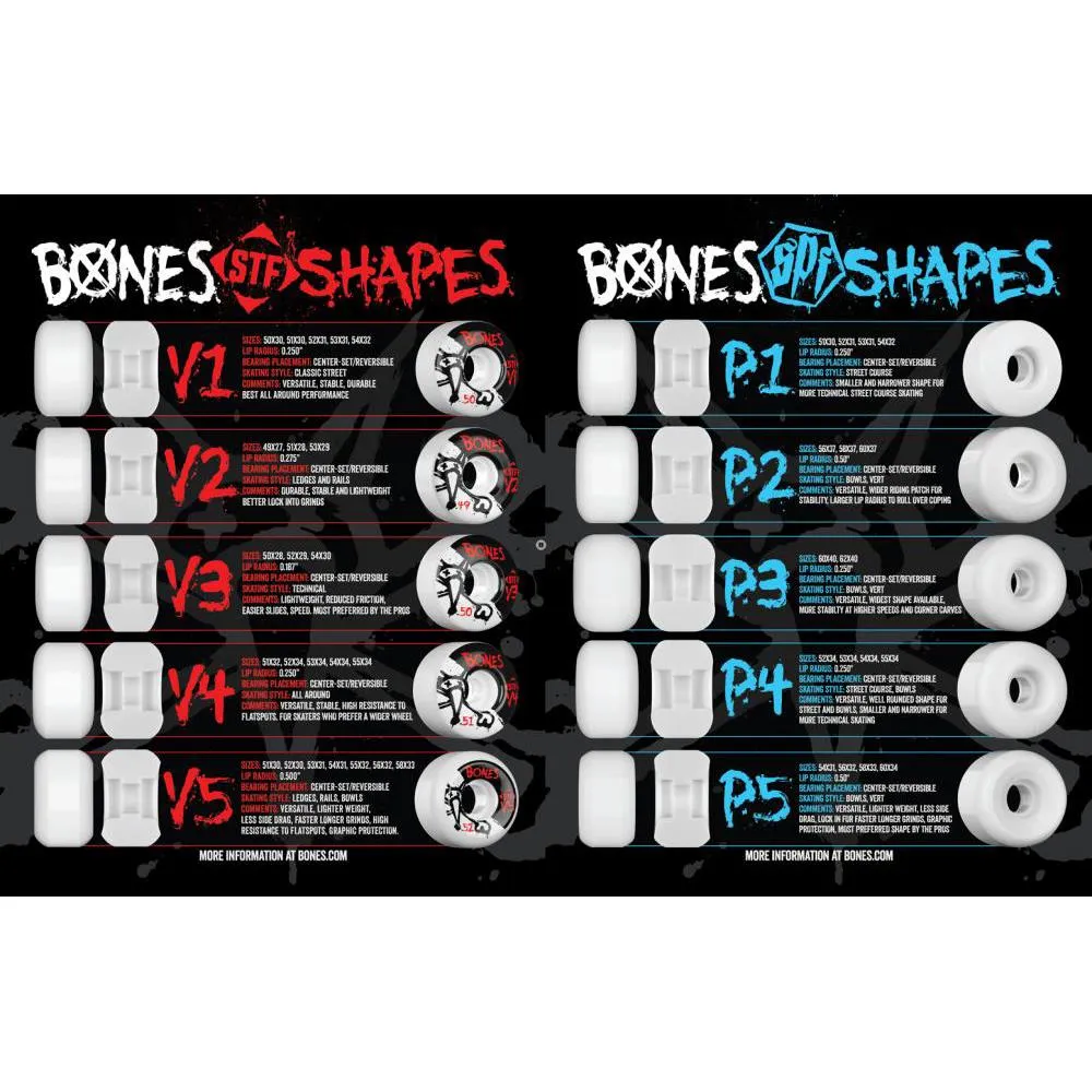 Bones Skateboard Wheels Felipe Nunes Dino-Sortas 99A V5 Sidecut 54mm