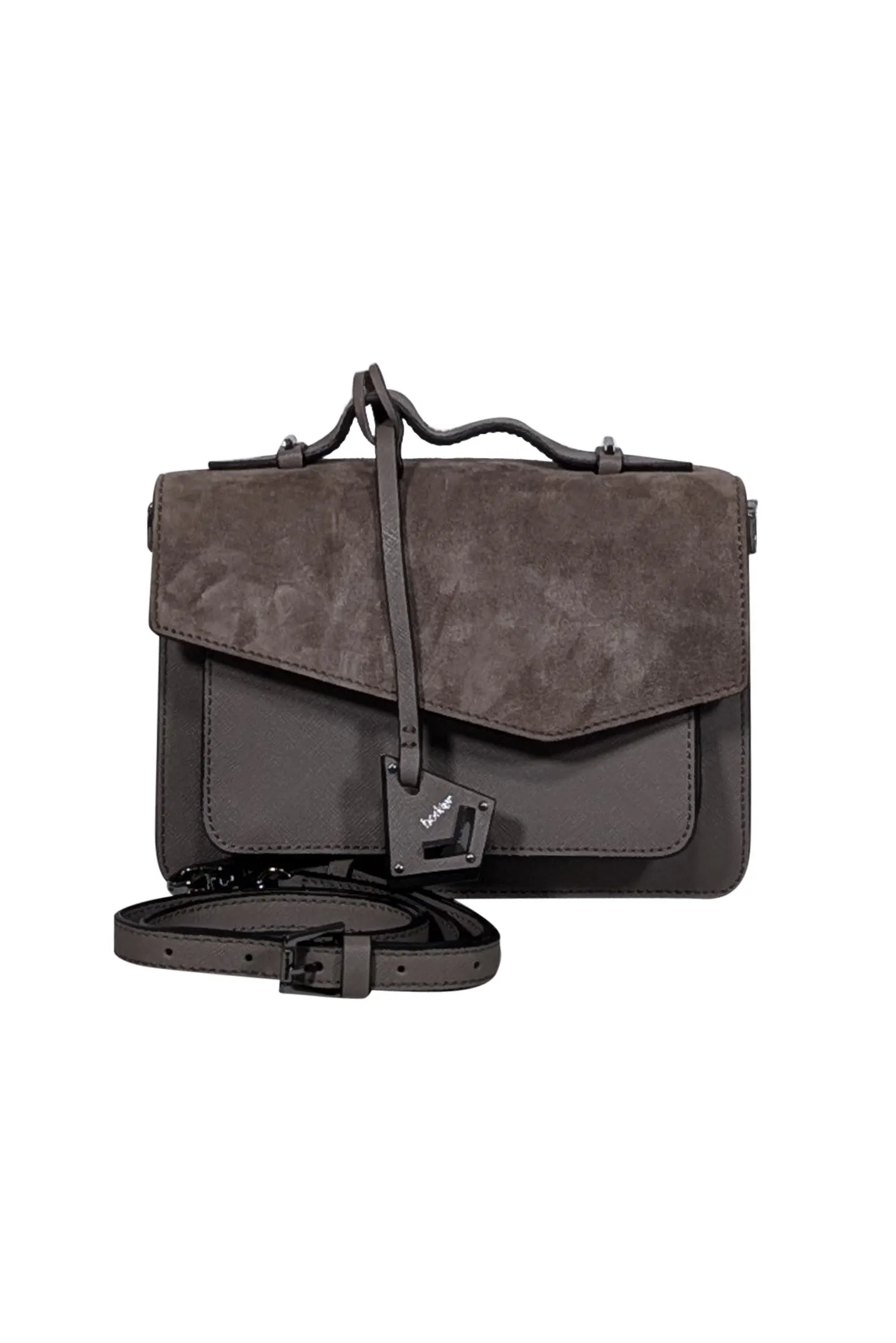 Botkier - Grey Saffiano Leather & Suede Crossbody Bag