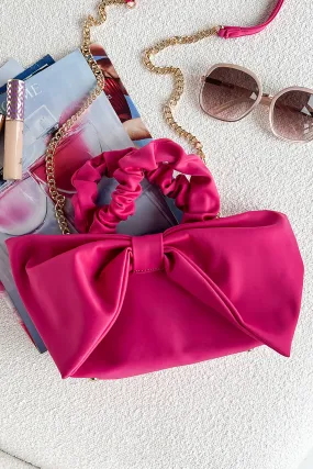 Bow And Behold Bow Front Crossbody/Clutch (Fuchsia)