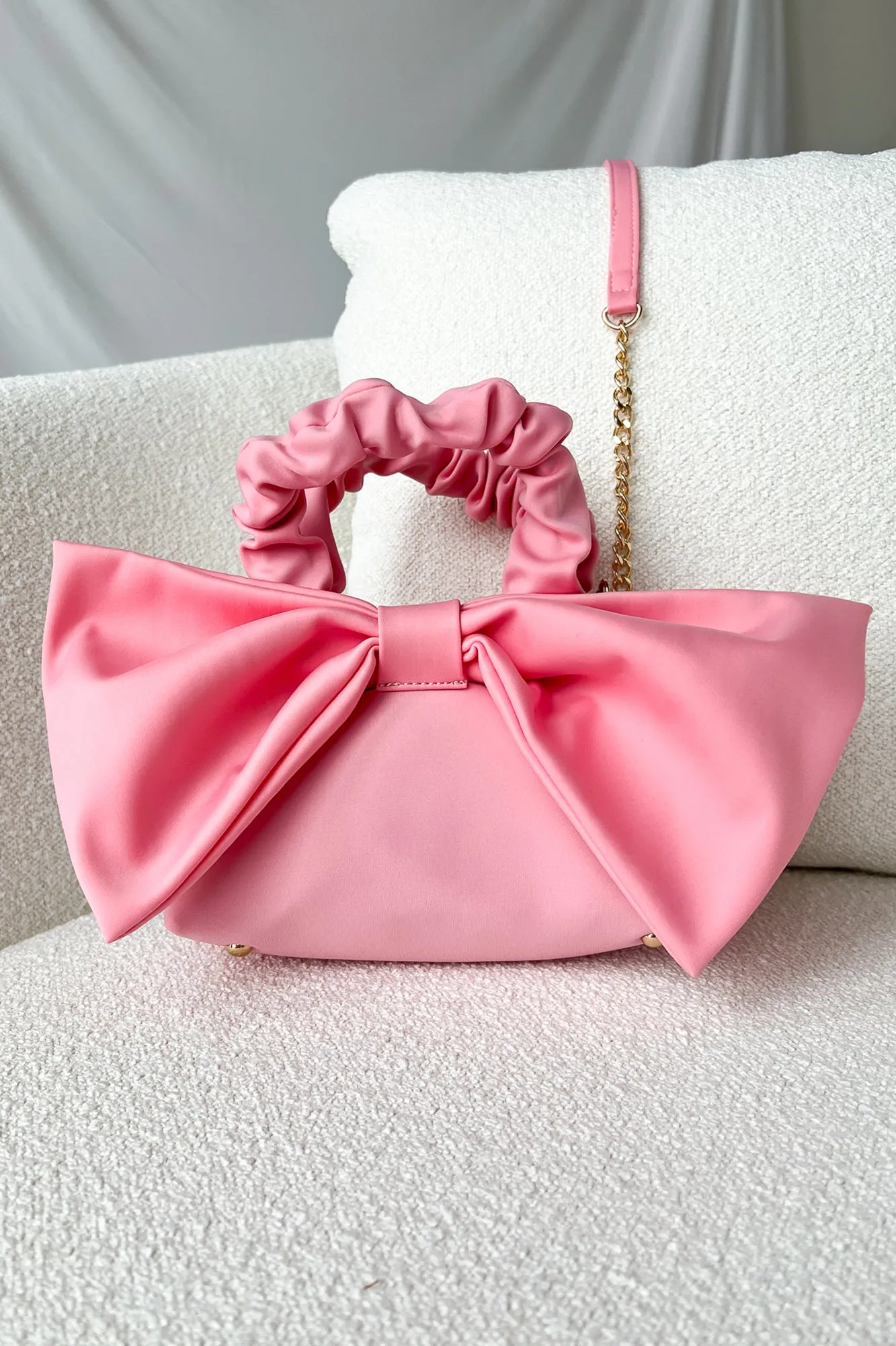 Bow And Behold Bow Front Crossbody/Clutch (Pink)