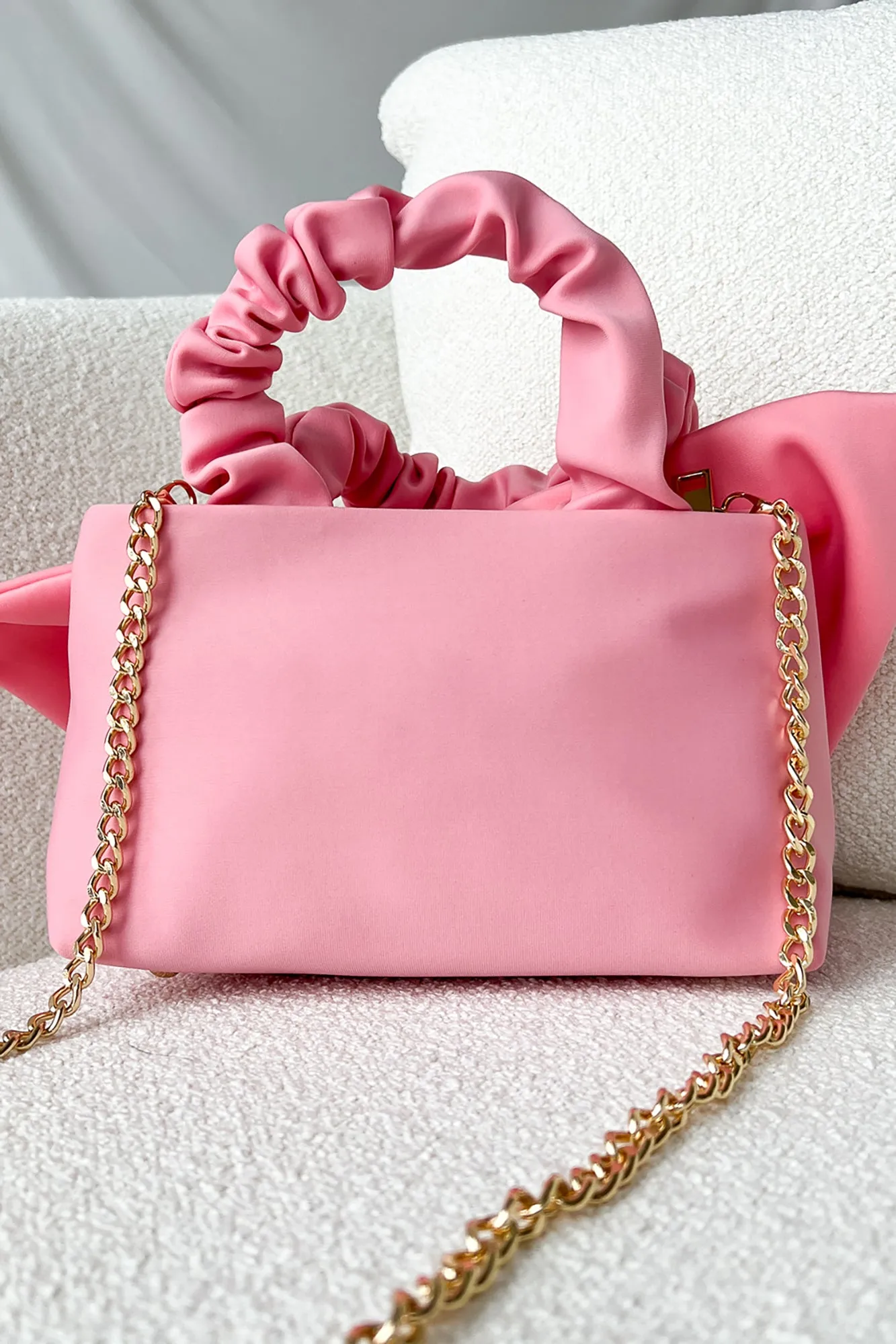 Bow And Behold Bow Front Crossbody/Clutch (Pink)