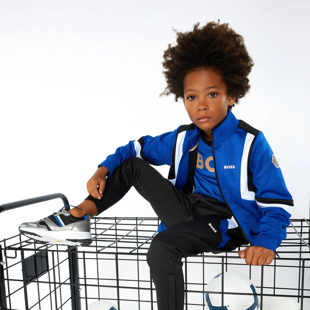 Boys Blue Football Zip-Up Top