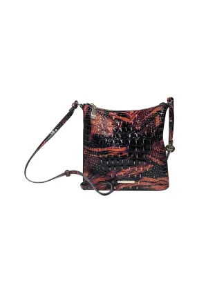 Brahmin - Orange & Black Croc Embossed Crossbody Bag