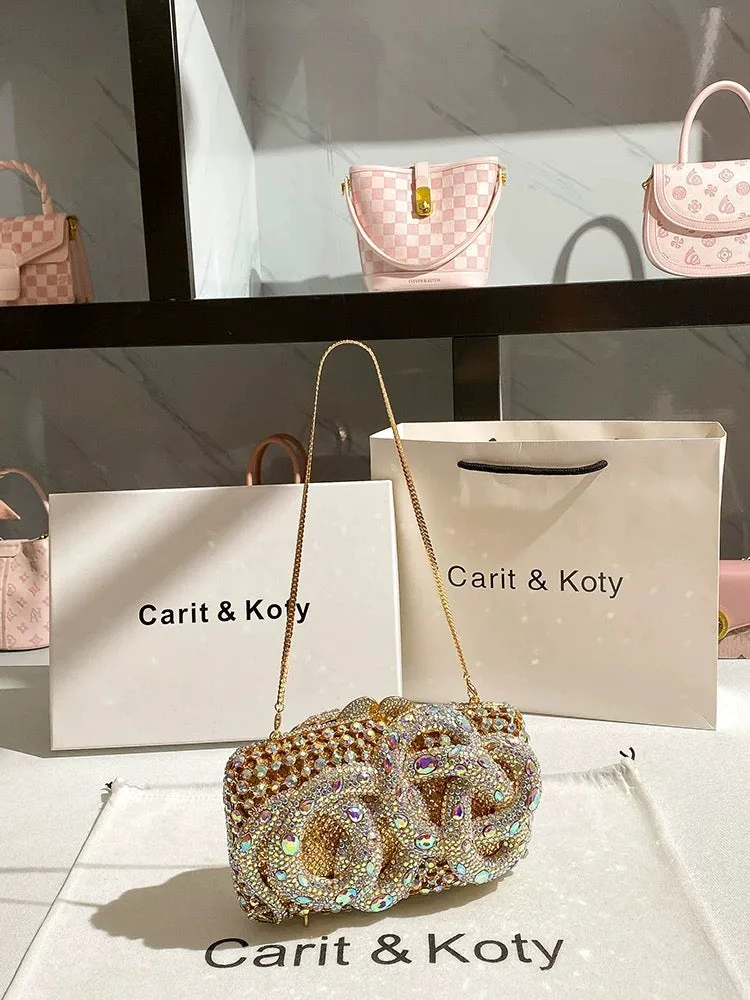 Carit Koty high-end diamond dinner chain bag for women 2023 new diamond niche heavy industry clutch bag