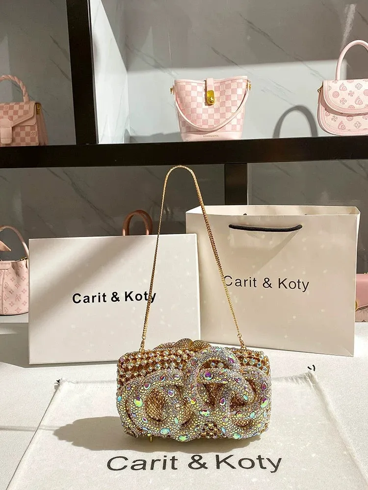 Carit Koty high-end diamond dinner chain bag for women 2023 new diamond niche heavy industry clutch bag