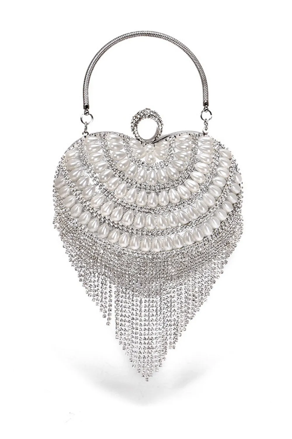 Champagne Beaded Pearls Party Clutch