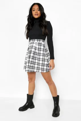 Check Print Pleated Tennis Mini Skirt