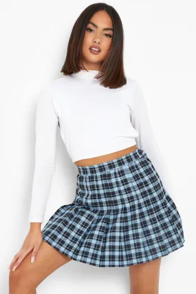 Check Woven Pleated Mini Tennis Skirt