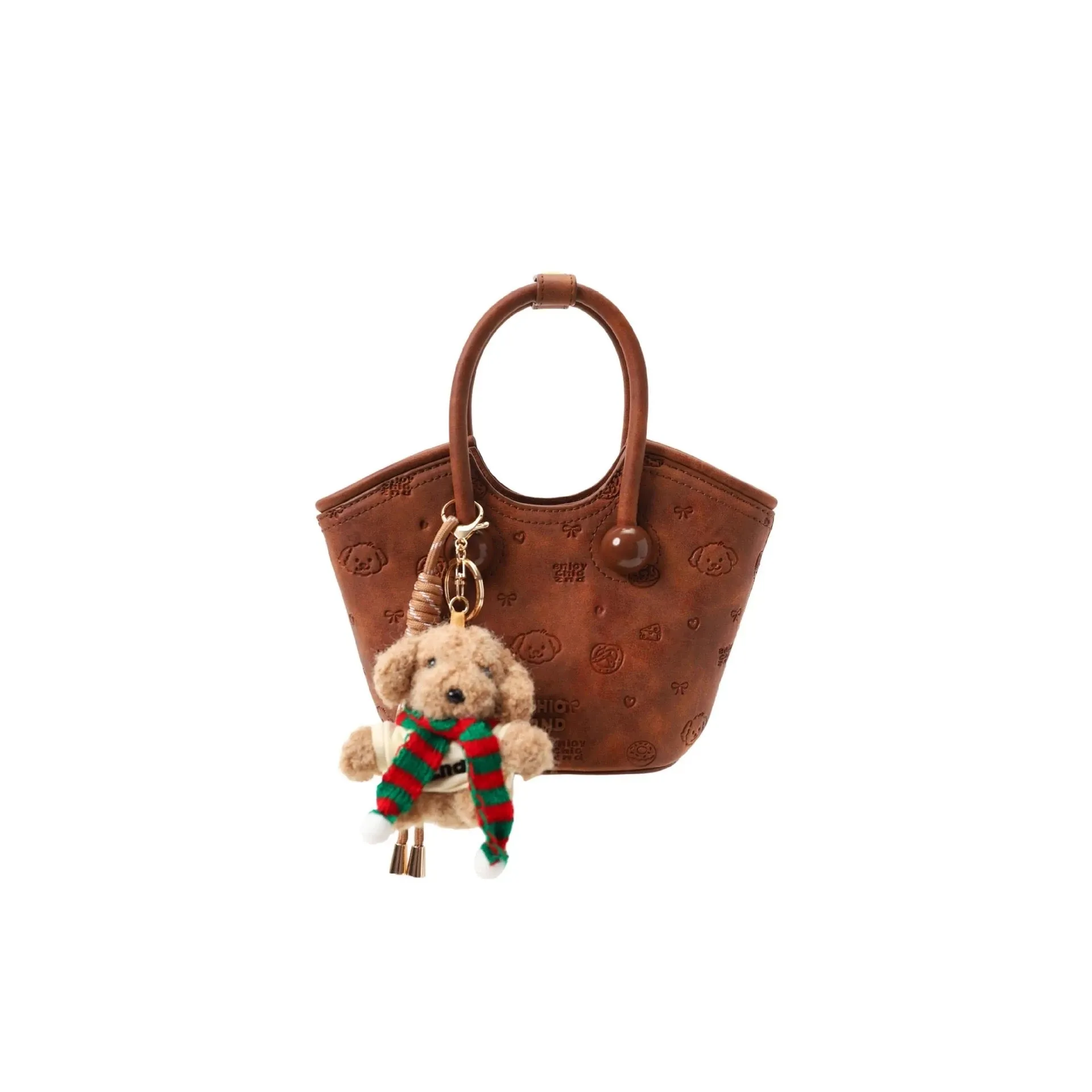 chio2nd Bread Puppy Christmas Cottage Tote Bag Women's Autumn and Winter Retro Commuting Portable Crossbody