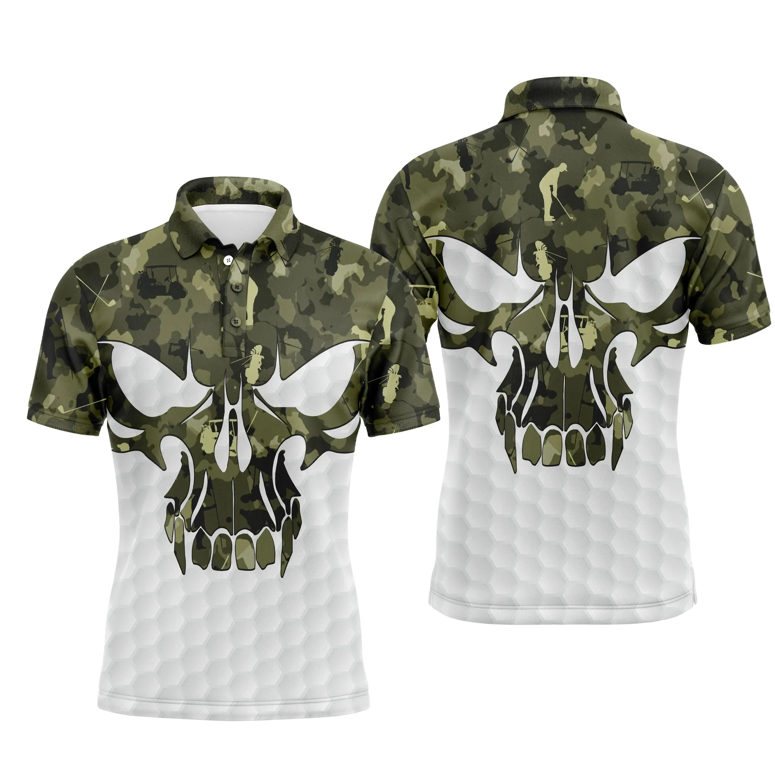 Chiptshirts - Polo De Golf, Cadeau Original Pour Fans De Golf, Polo de Sport Homme et Femme, Camouflage Golf, Crne de Golf - CTS