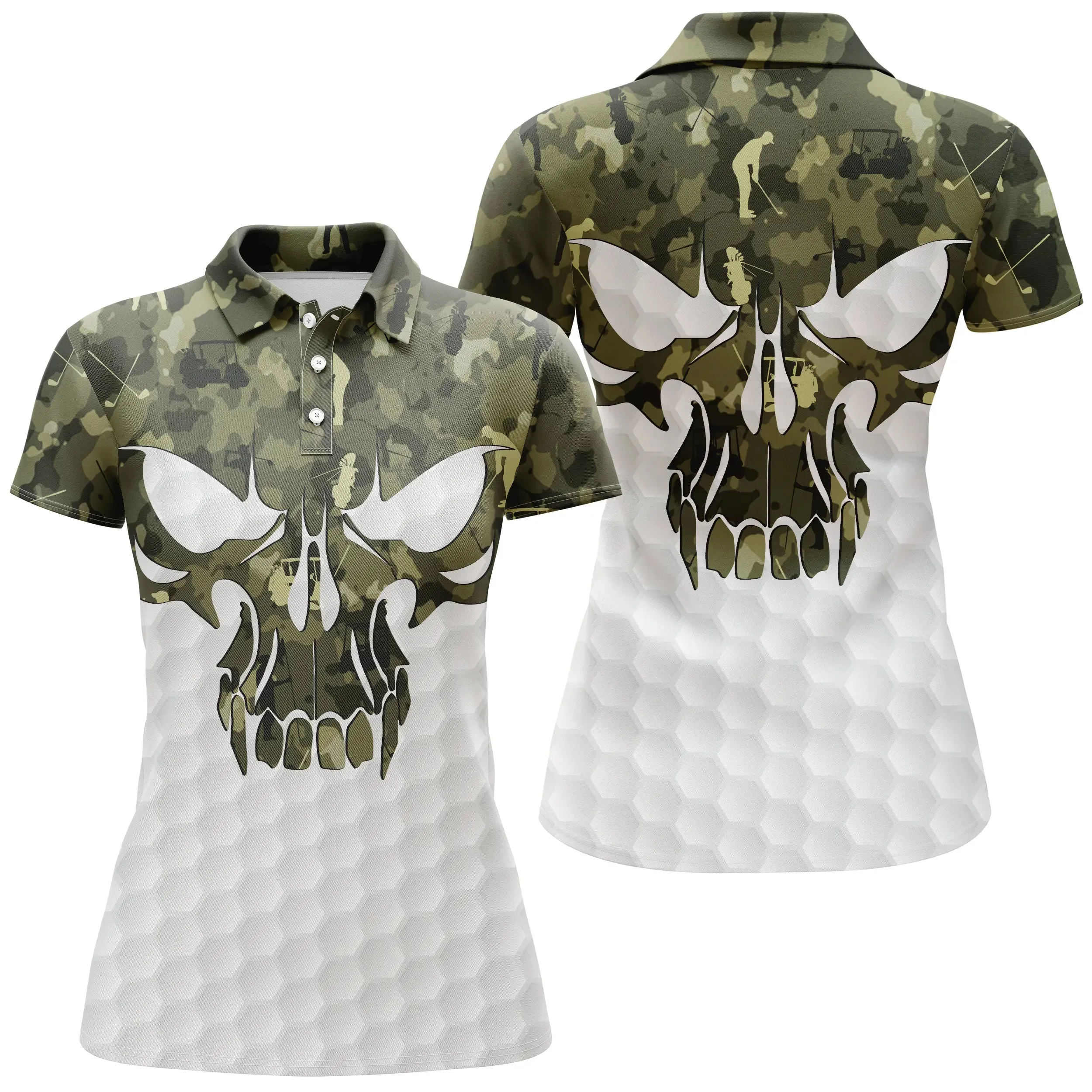 Chiptshirts - Polo De Golf, Cadeau Original Pour Fans De Golf, Polo de Sport Homme et Femme, Camouflage Golf, Crne de Golf - CTS