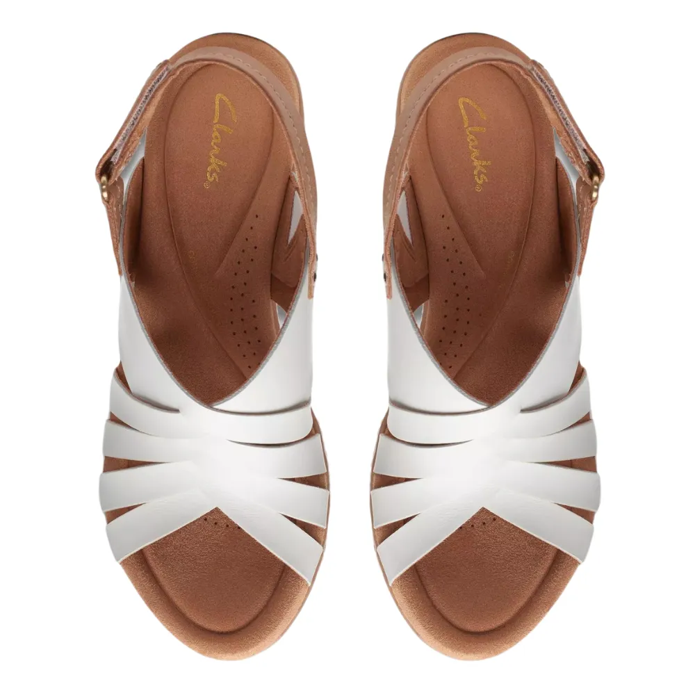 Clarks Elleri Grace White Leather Sandal (Women's)