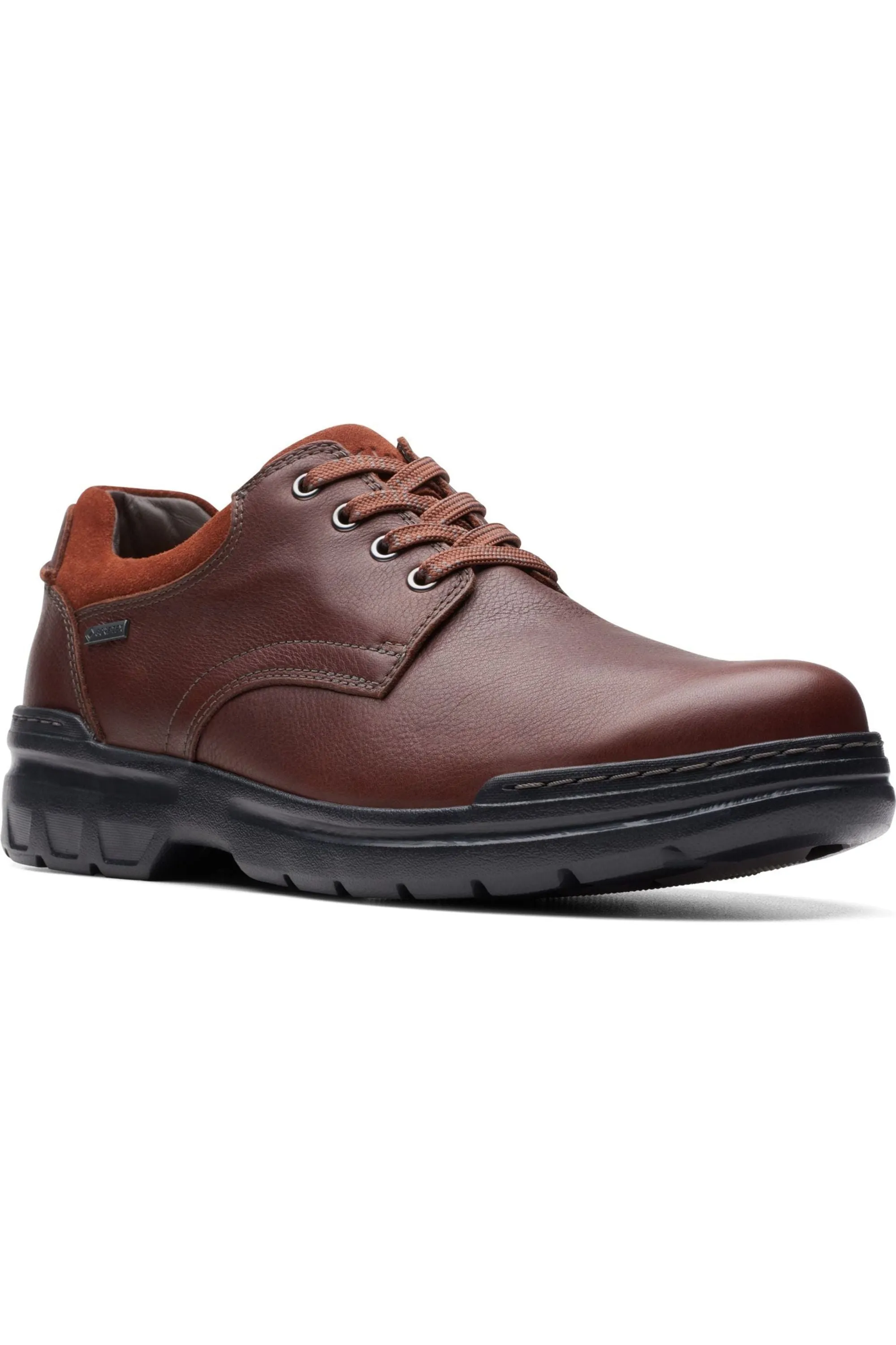 Clarks Rockie WalkGTX waterproof shoe in dark tan leather