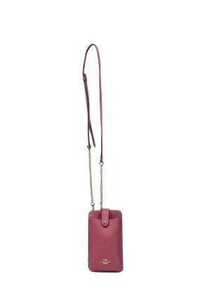 Coach - Pink Saffiano Leather Phone Crossbody Bag