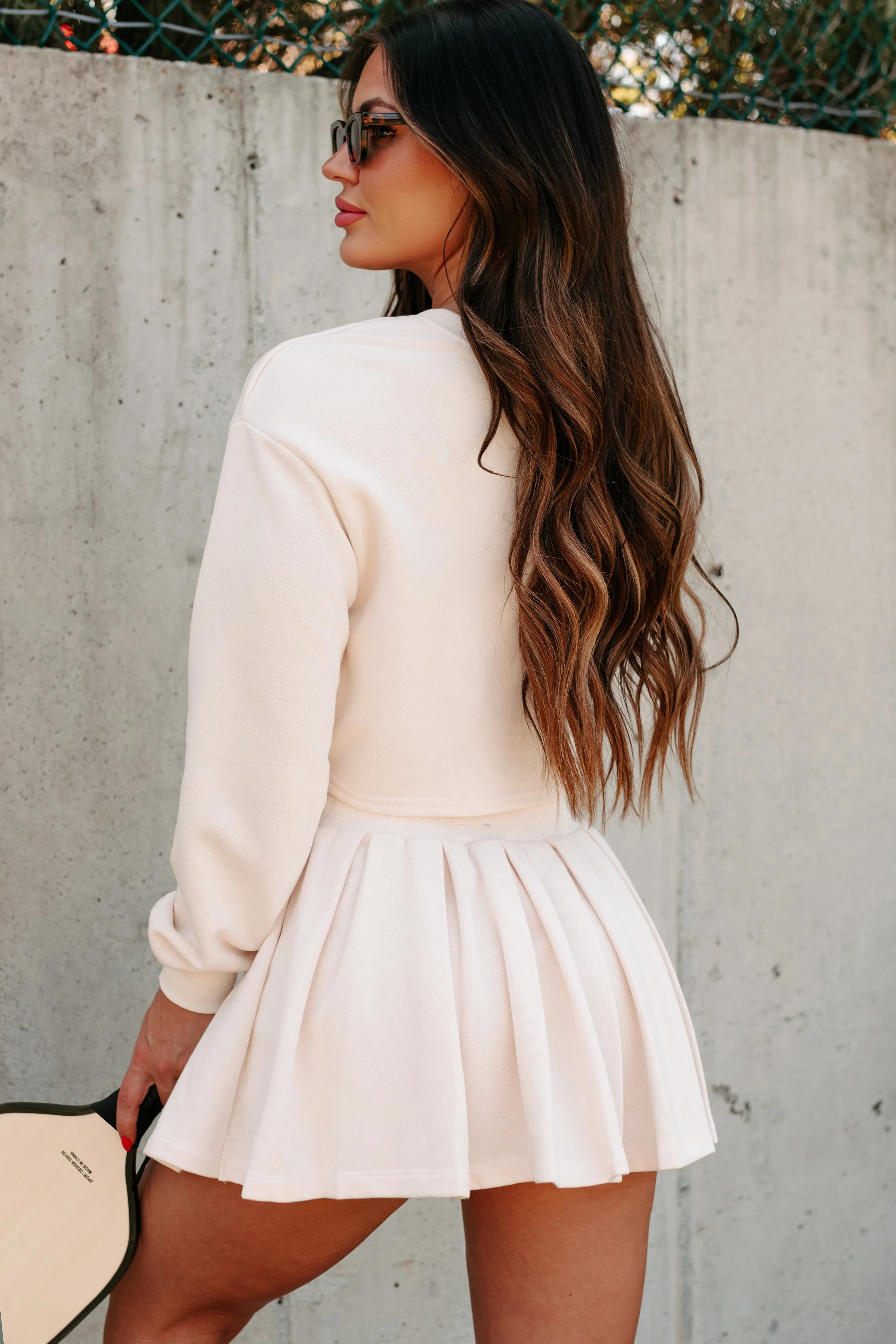 Coming In Clutch Reversible Shrug Top & Skirt Set (Ivory)