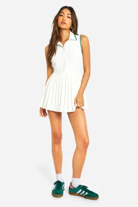 Contrast Pleated Tennis Romper