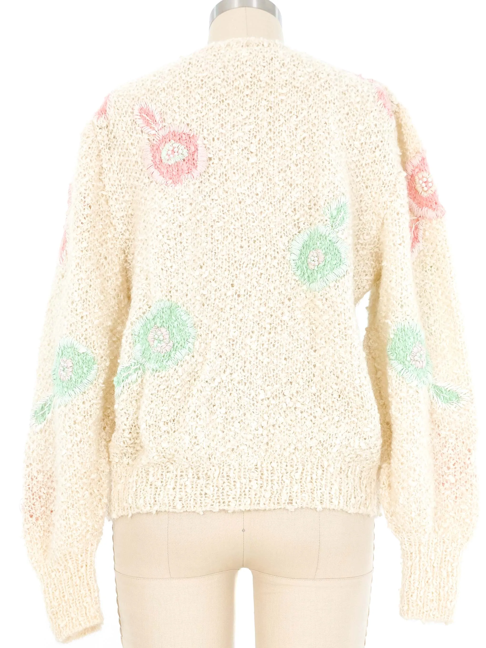 Cream Floral Knit Cardigan