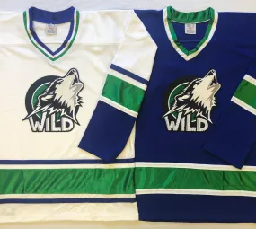 Custom Hockey Jerseys with a Wild Embroidered Twill Team Logo