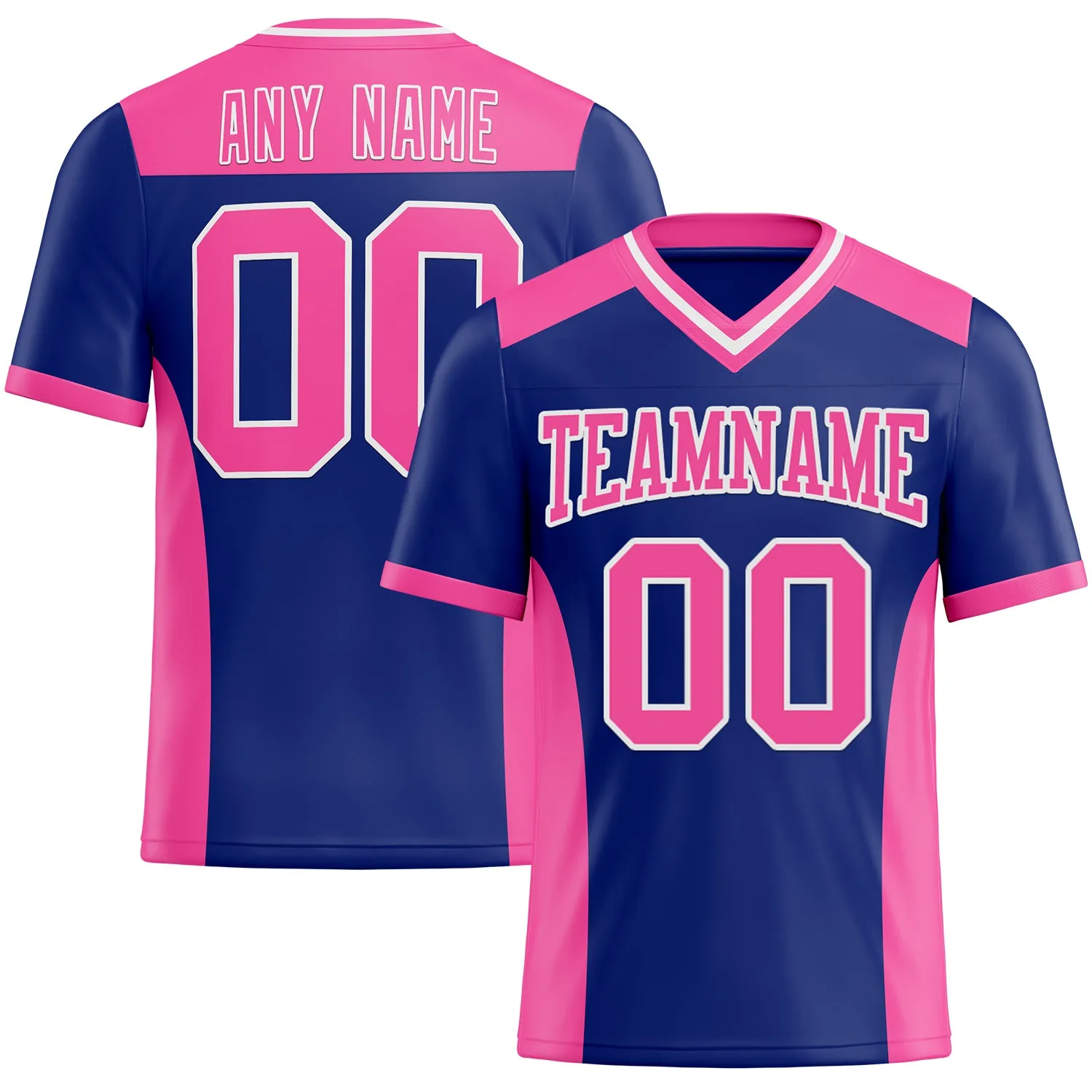 Custom Royal Pink-White Mesh Authentic Football Jersey