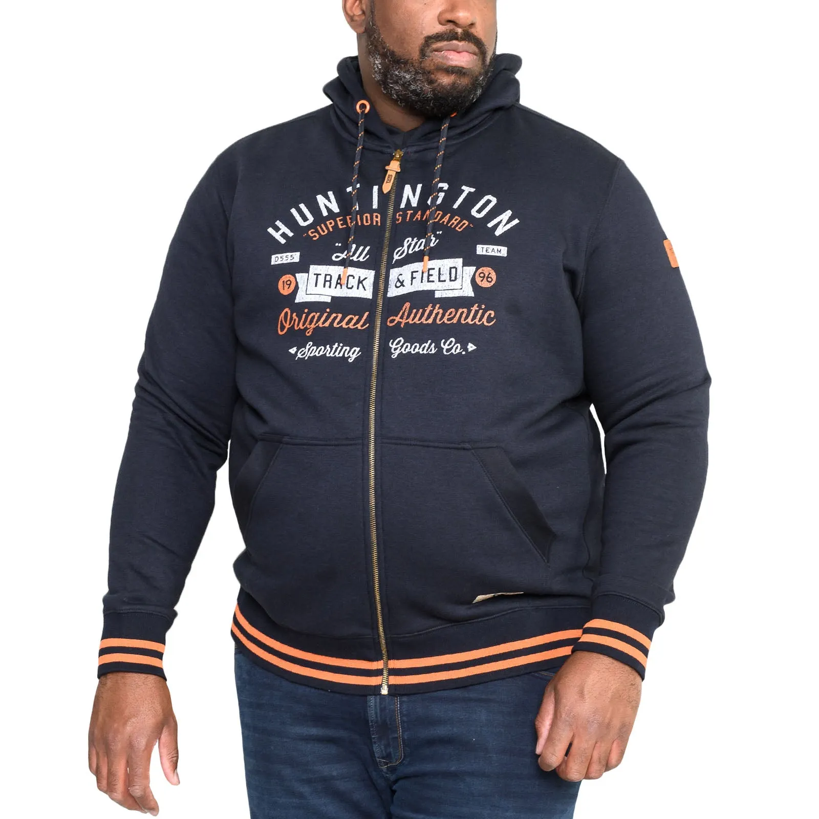 D555 Mens Flanders Big & Tall Full Zip Hoodie - Navy