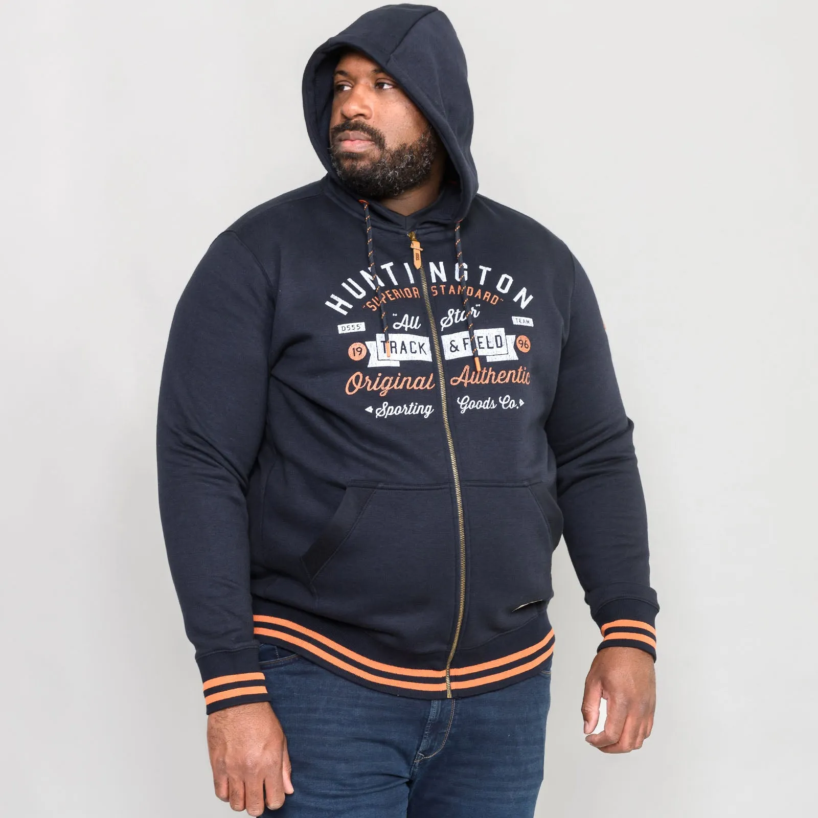 D555 Mens Flanders Big & Tall Full Zip Hoodie - Navy