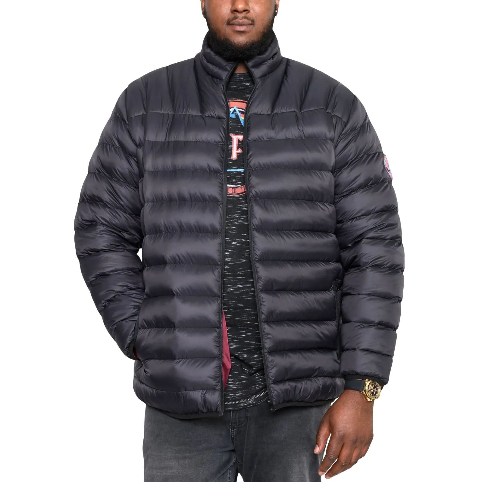 D555 Mens Limehouse Big & Tall Puffer Jacket - Black