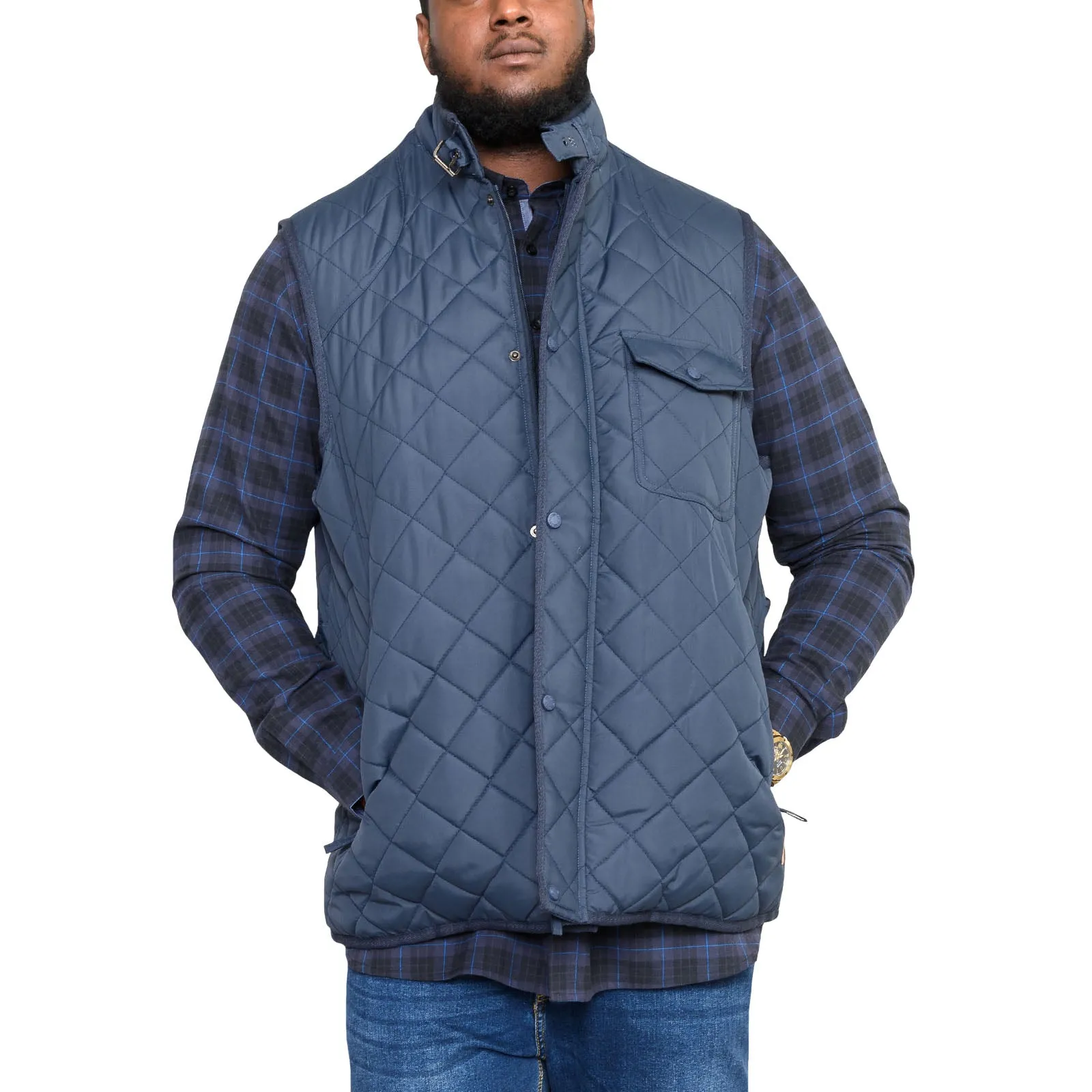 D555 Mens Nightingale Big & Tall Quilted Gilet Jacket - Navy